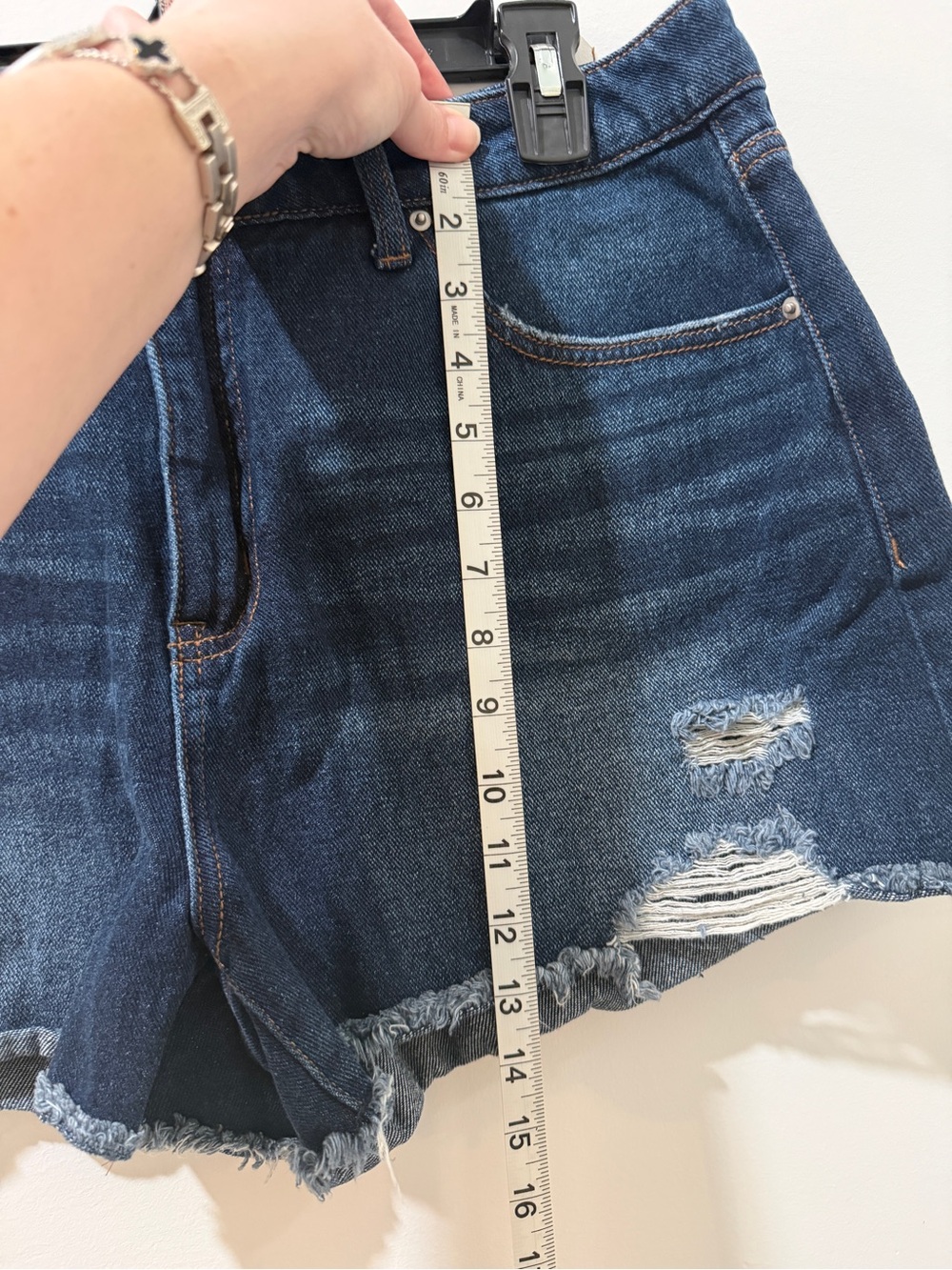 Time and Tru Dark Indigo Distressed Jean Shorts - Picture 6 of 8
